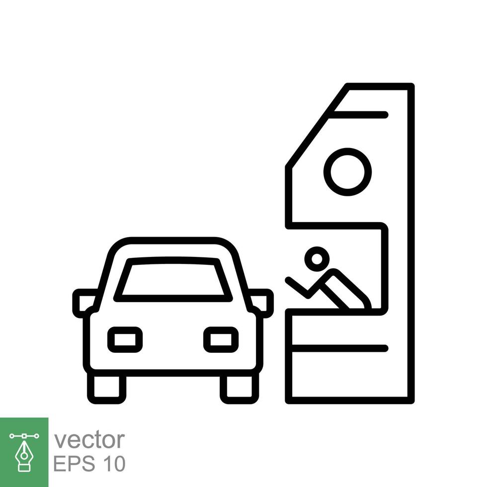 conduire par ligne icône. Facile contour style symbole pour la toile, mobile, ui conception. à travers, fenêtre, voiture, restaurant, magasin concept. vecteur illustration isolé sur blanc Contexte. eps dix.