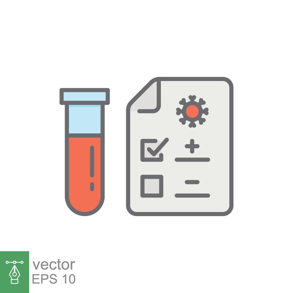 convoitise tester icône. Facile rempli contour style. positif couronne virus résultat, négatif, rapide, plasma, recherche, médical concept. vecteur illustration isolé sur blanc Contexte. eps dix.