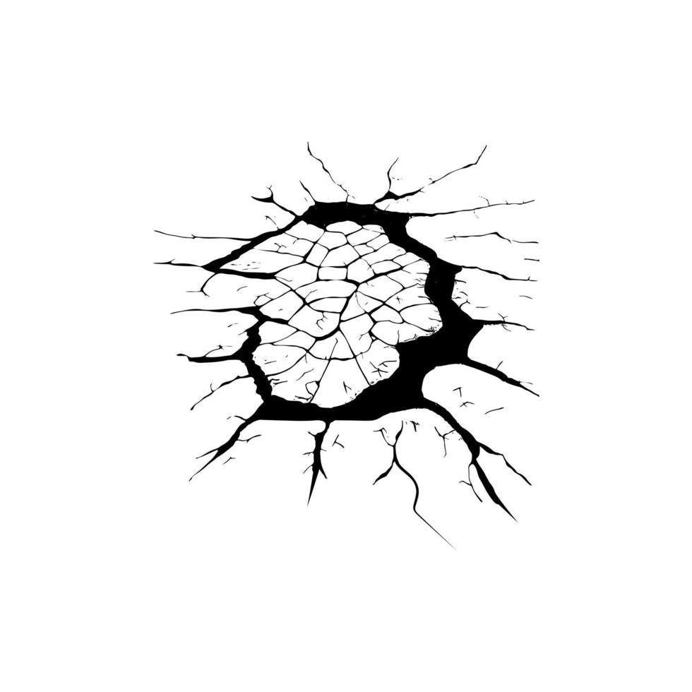 diviser, fissure et noir trou dans le mur ou sur le sol. dommage de Naturel catastrophes, tremblements de terre ou sécheresse. catastrophe après le guerre. vecteur