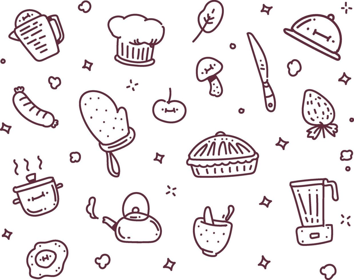 illustration vectorielle de cuire objet. cuisiner style doodle vecteur