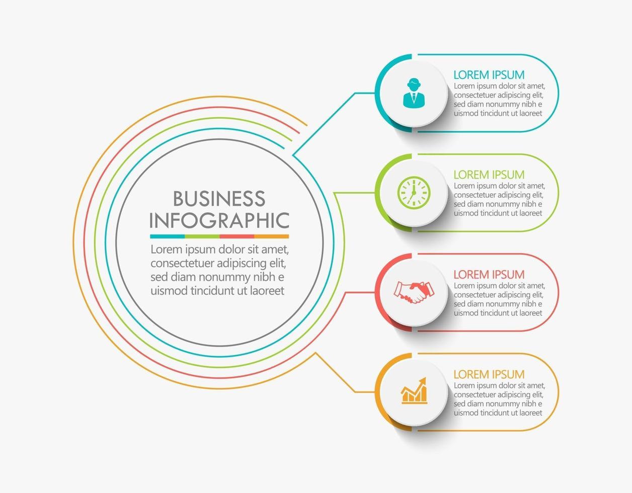 modèle de conception infographie cercle fine ligne avec 4 options vecteur