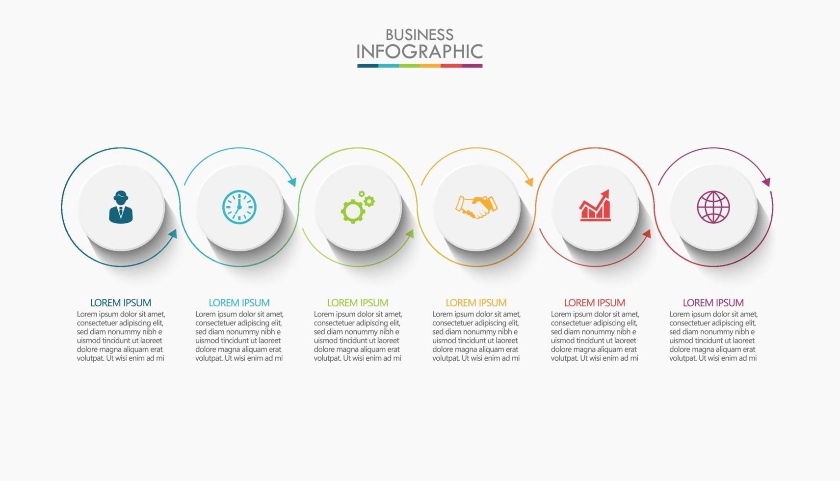 modèle de conception infographique fine ligne avec 6 options vecteur