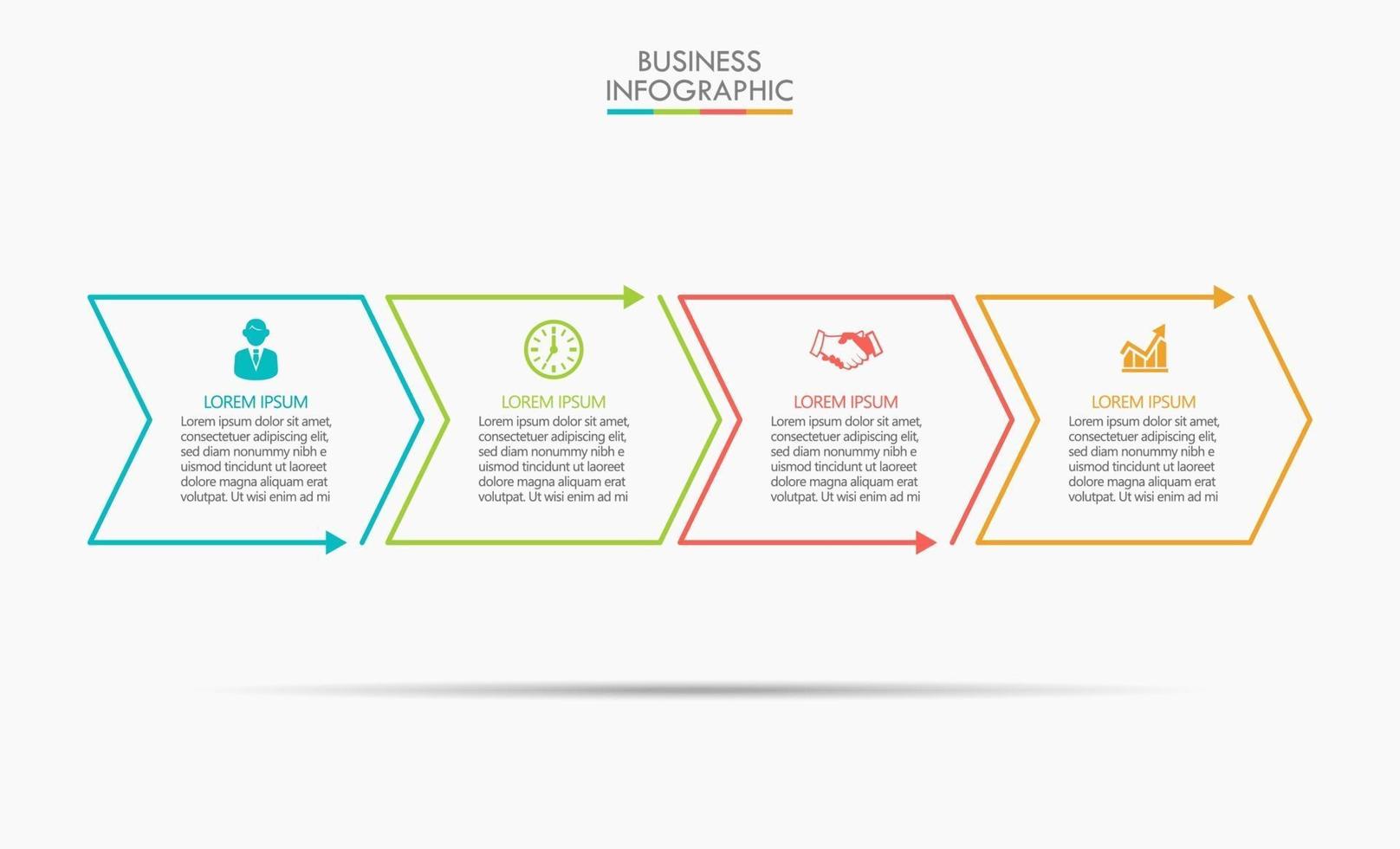 modèle de flèche infographique fine ligne avec 4 options vecteur