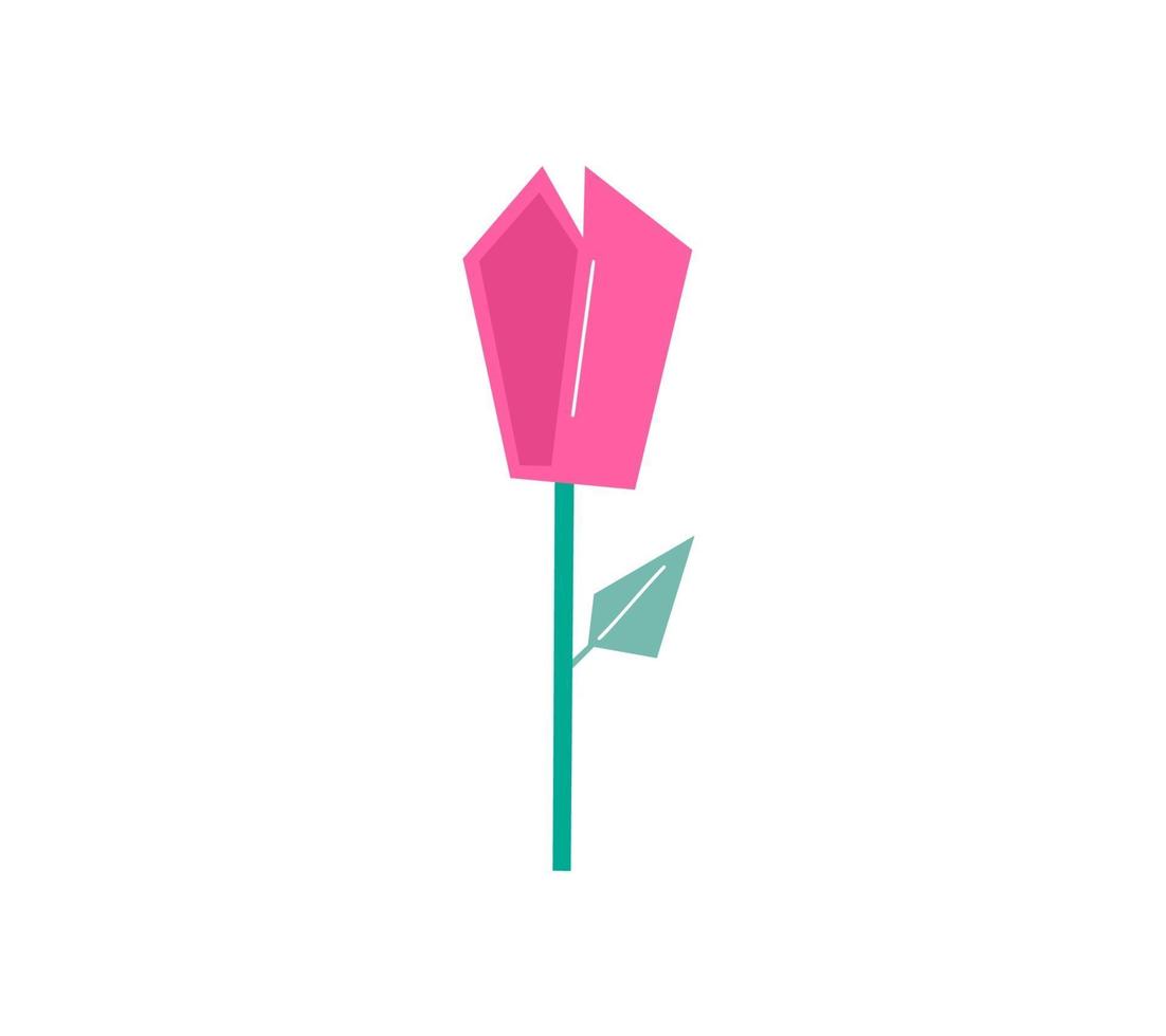 printemps de tulipe fleur de cristal stylisé de vecteur. illustration de la géométrie art polygonal. Image florale d'été décorative géométrique pour carte de voeux Saint Valentin ou affiche, bannière de vacances vecteur