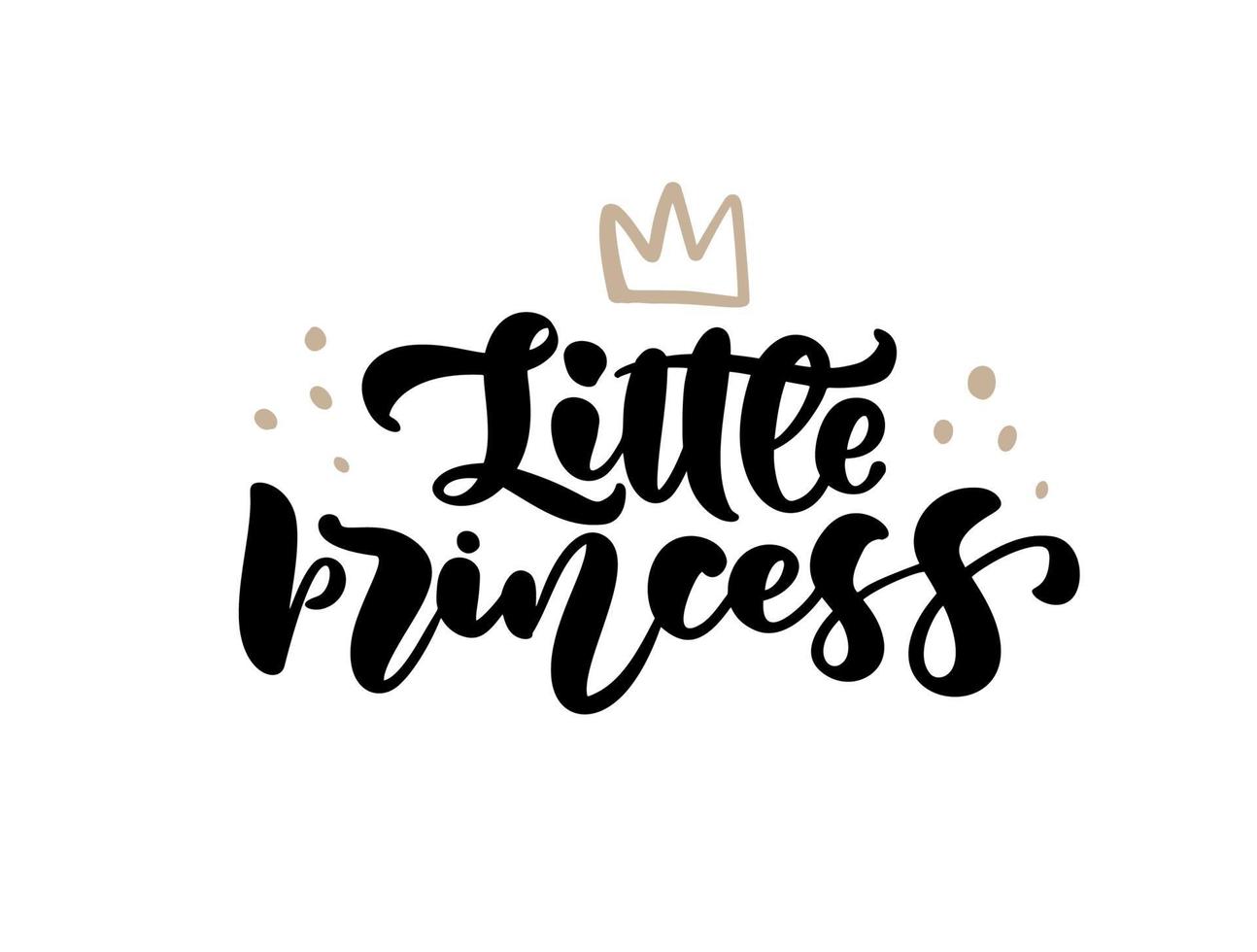 illustration vectorielle du petit texte de princesse avec couronne pour vêtements de filles. citation inspirante, bannière. calligraphie féminine de bébé. typographie de lettrage, affiche. insigne royal, carte, carte postale, tag, icône vecteur