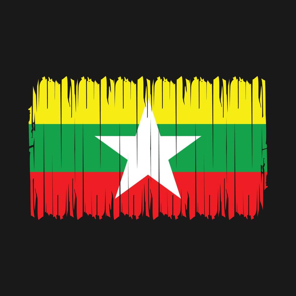 drapeau myanmar brosse illustration vectorielle vecteur