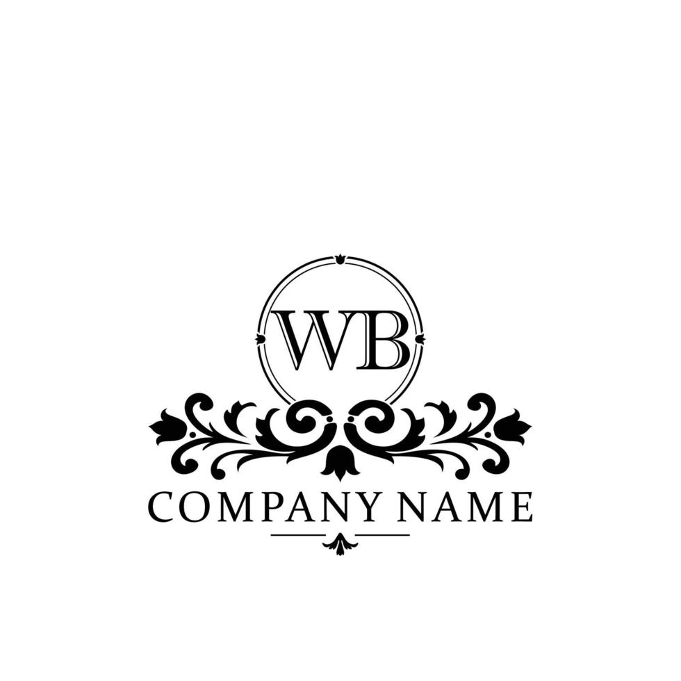 lettre wb floral logo conception. logo pour femmes beauté salon massage cosmétique ou spa marque vecteur