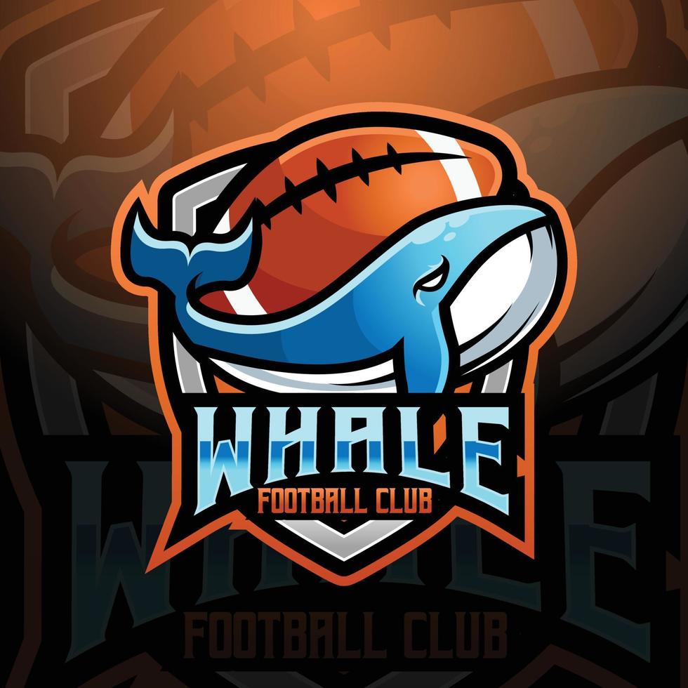 baleine mascotte américain Football et le rugby équipe logo conception vecteur avec moderne illustration concept style pour badge, emblème et T-shirt impression. logo pour sport, joueur, banderole, ligue et esport équipe.