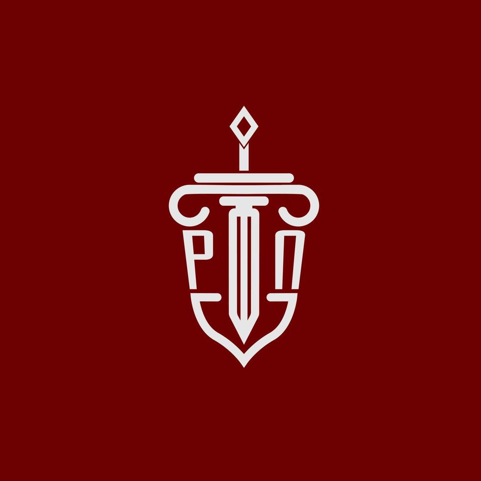 pn initiale logo monogramme conception pour légal avocat vecteur image avec épée et bouclier
