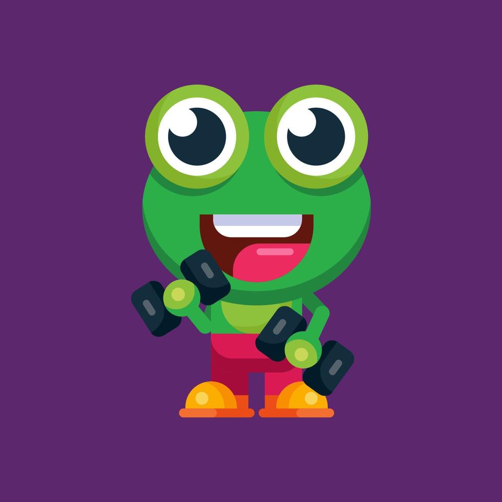 marrant dessin animé souriant grenouille mascotte personnage plat conception illustration vecteur