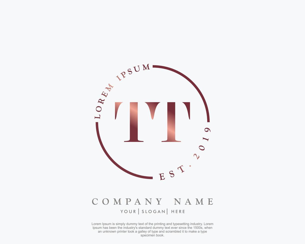 initiale lettre tt féminin logo beauté monogramme et élégant logo conception, écriture logo de initiale signature, mariage, mode, floral et botanique avec Créatif modèle vecteur