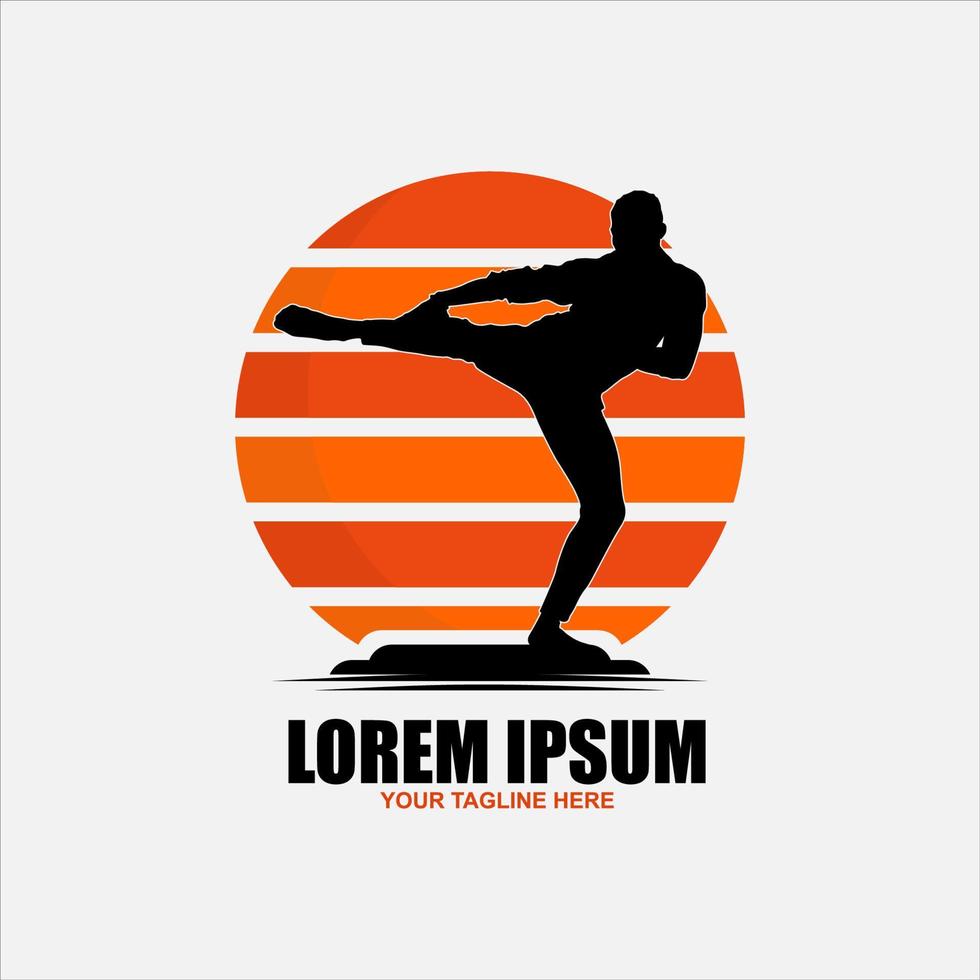 vecteur de conception de logo d'arts martiaux de karaté. kick-boxing