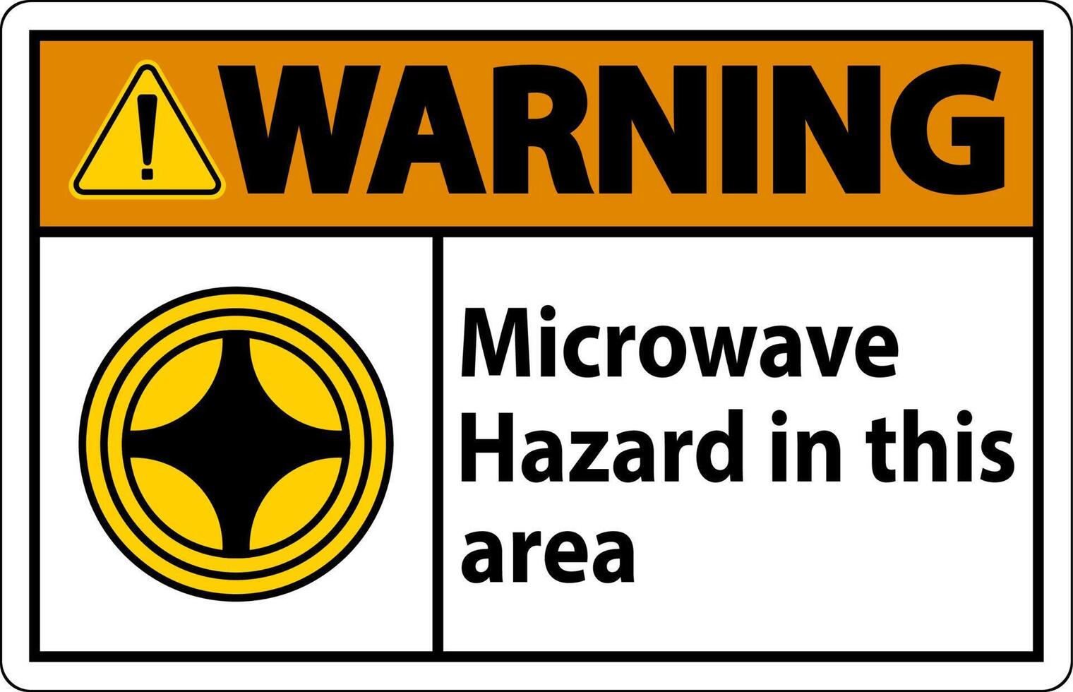 avertissement signe four micro onde danger dans cette zone avec symbole vecteur