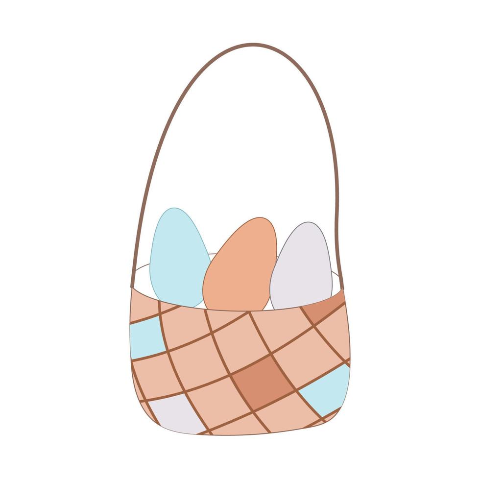 panier avec des œufs. osier panier. vecteur illustration pour Pâques dans griffonnage style. pastel couleurs.