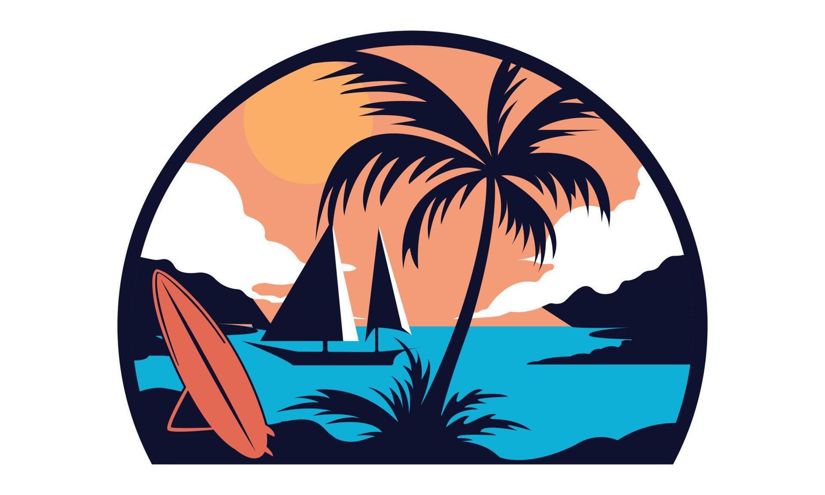 plage de surf et conception d'illustration svg de montagne. plage de surf de motivation, montagne svg illustration clipart enfants créatifs et illustration vectorielle de plage de surf. vecteur