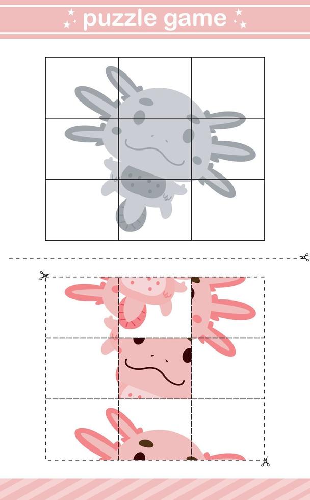 puzzle de mignonne animal scie sauteuse Jeu pour des gamins éducation feuille de travail Jeu vecteur