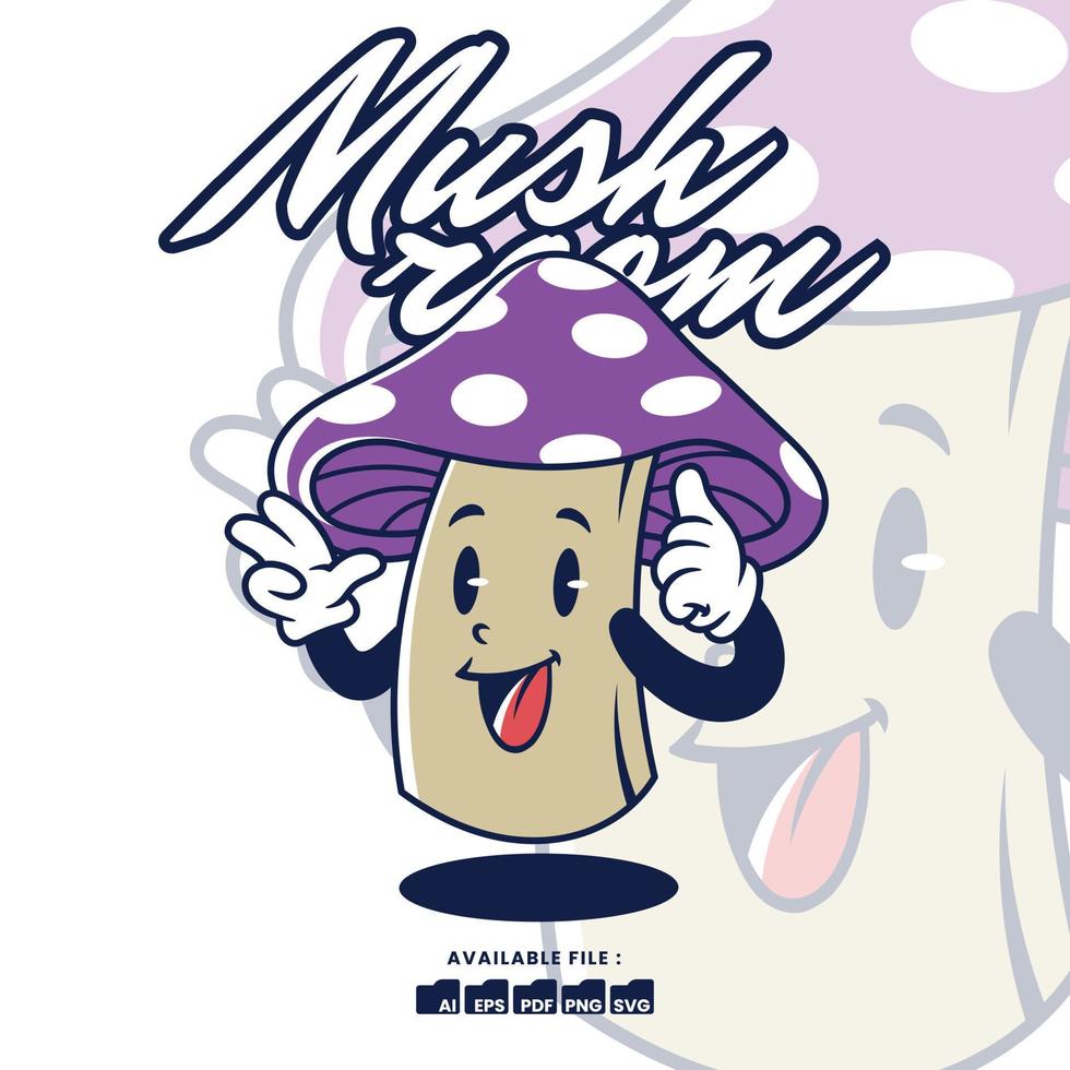 vecteur ancien rétro mascotte personnage logo une champignon