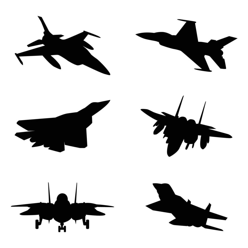 combattant jet avion silhouette vecteur sur blanc Contexte