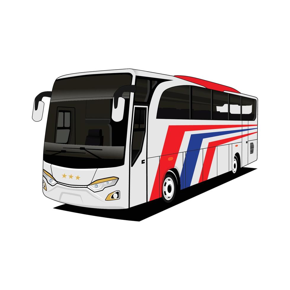 interurbain transport autobus dans Indonésie avec rouge et bleu rayures vecteur