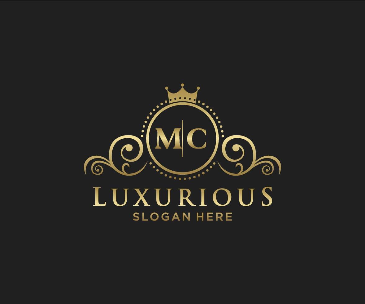 modèle initial de logo de luxe royal de lettre mc dans l'art vectoriel pour le restaurant, la royauté, la boutique, le café, l'hôtel, l'héraldique, les bijoux, la mode et d'autres illustrations vectorielles.
