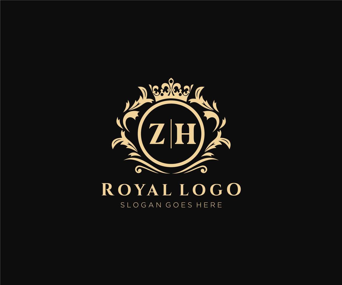 initiale zh lettre luxueux marque logo modèle, pour restaurant, royalties, boutique, café, hôtel, héraldique, bijoux, mode et autre vecteur illustration.