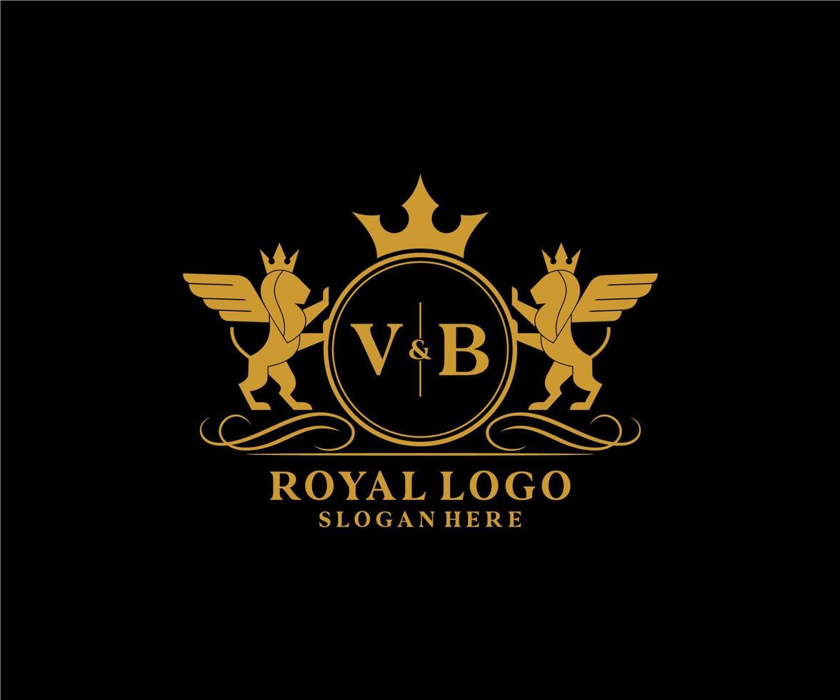 initiale vb lettre Lion Royal luxe héraldique, crête logo modèle dans vecteur art pour restaurant, royalties, boutique, café, hôtel, héraldique, bijoux, mode et autre vecteur illustration.