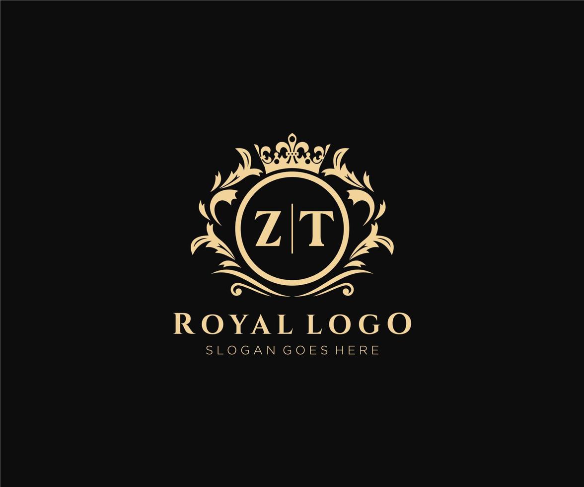 initiale zt lettre luxueux marque logo modèle, pour restaurant, royalties, boutique, café, hôtel, héraldique, bijoux, mode et autre vecteur illustration.