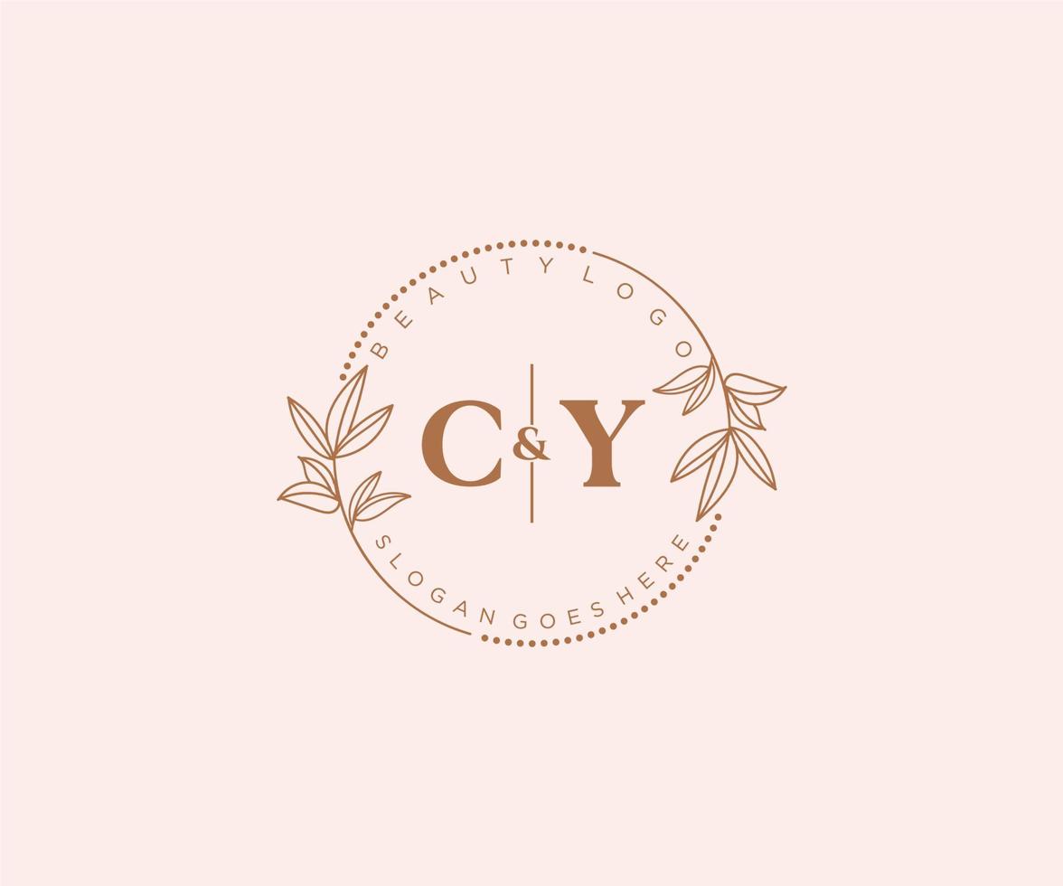 initiale cy des lettres magnifique floral féminin modifiable premade monoline logo adapté pour spa salon peau cheveux beauté boutique et cosmétique entreprise. vecteur