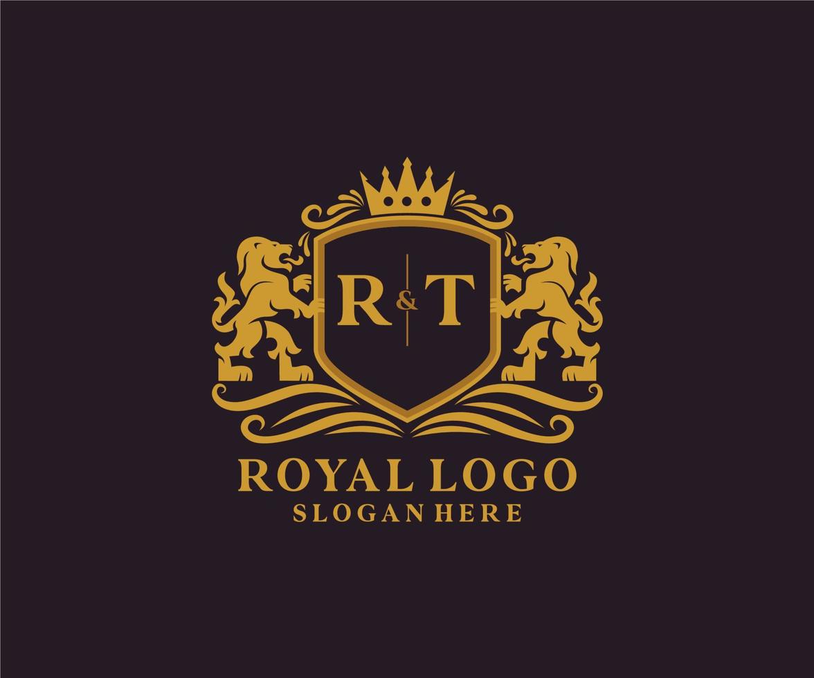 initiale rt lettre Lion Royal luxe logo modèle dans vecteur art pour restaurant, royalties, boutique, café, hôtel, héraldique, bijoux, mode et autre vecteur illustration.