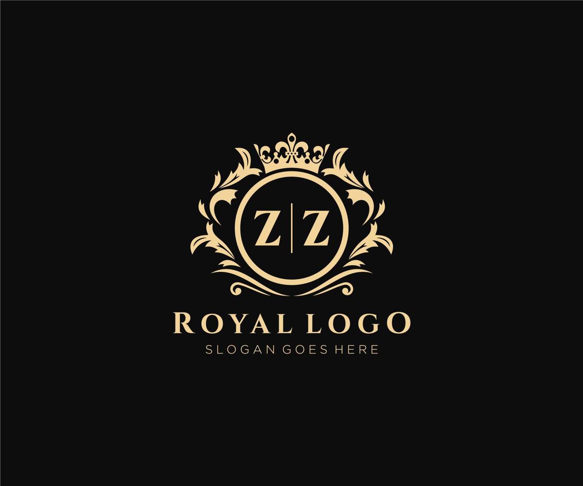 initiale zz lettre luxueux marque logo modèle, pour restaurant, royalties, boutique, café, hôtel, héraldique, bijoux, mode et autre vecteur illustration.