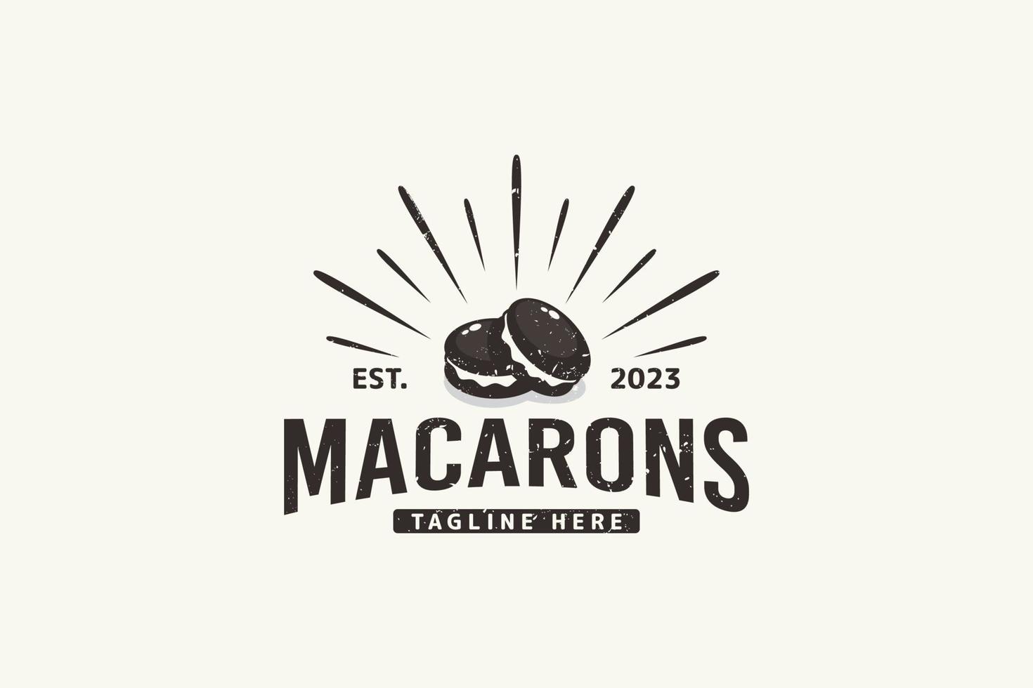 macarons logo dans ancien style avec deux macarons et des étincelles pour tout entreprise, surtout pâtisserie, boulangerie, café, etc. vecteur