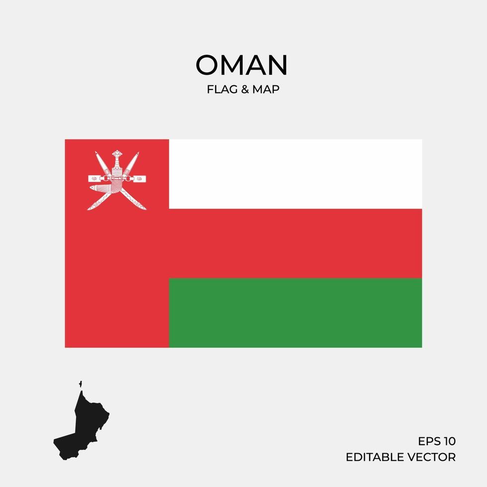 carte et drapeau d'Oman vecteur
