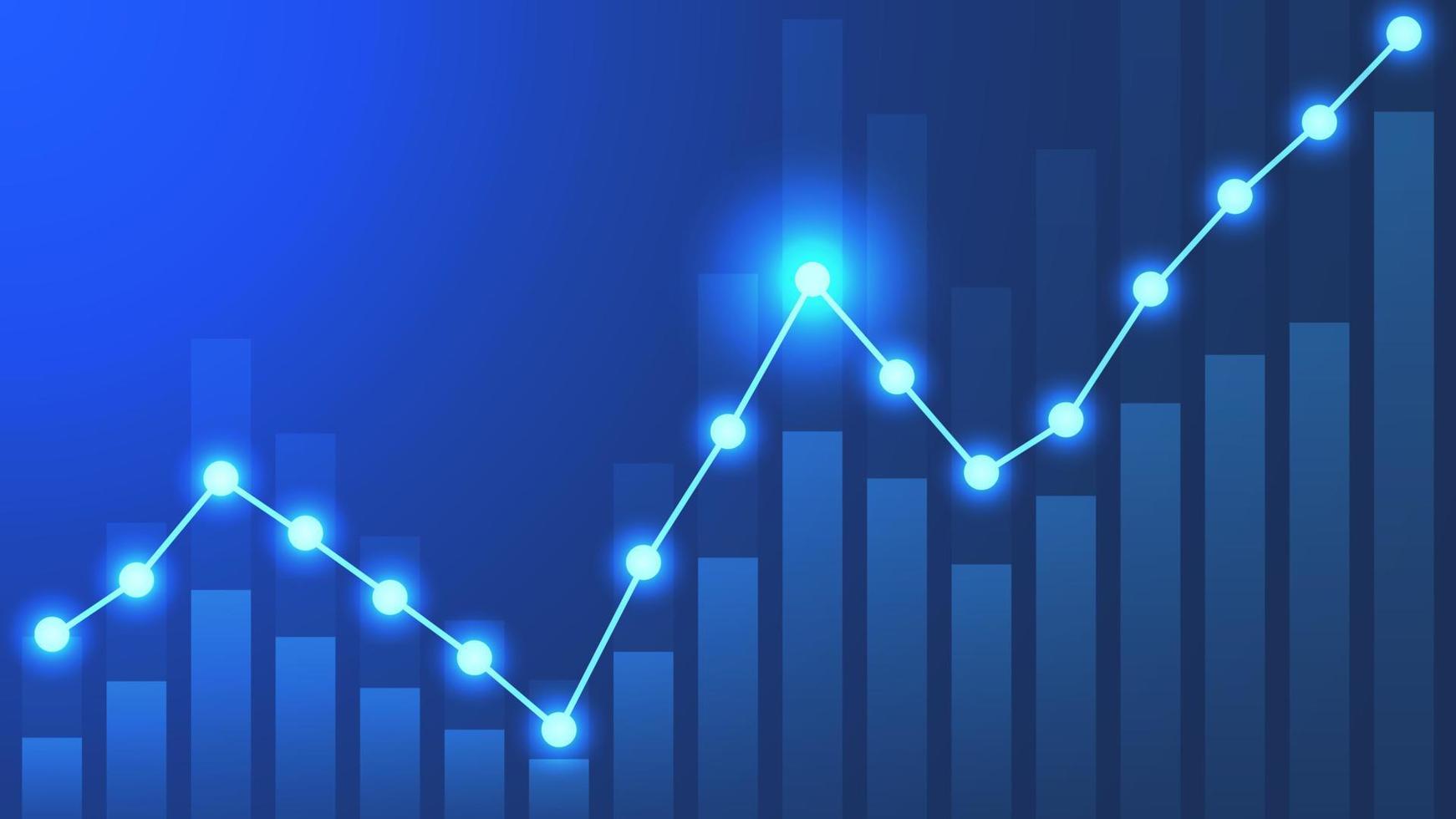 croissance graphique avec ligne et embrasé particule effet. concept de financier et affaires croissance pour Contexte. vecteur illustration.