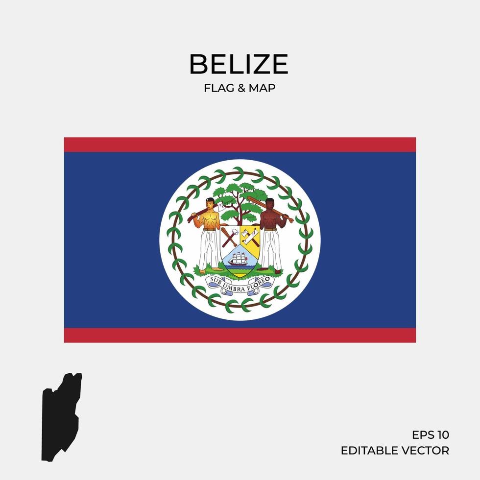Carte et drapeau du Belize vecteur