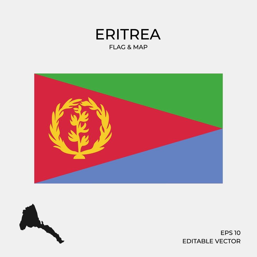 Carte et drapeau de l'Érythrée vecteur