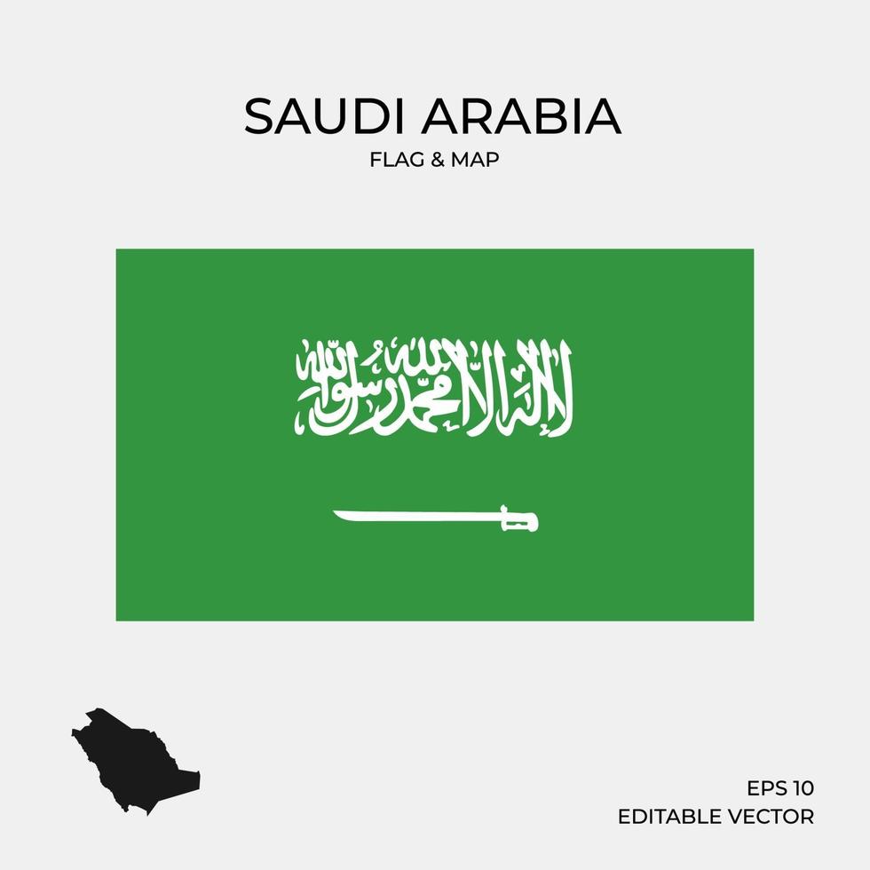 Carte et drapeau de l'Arabie saoudite vecteur