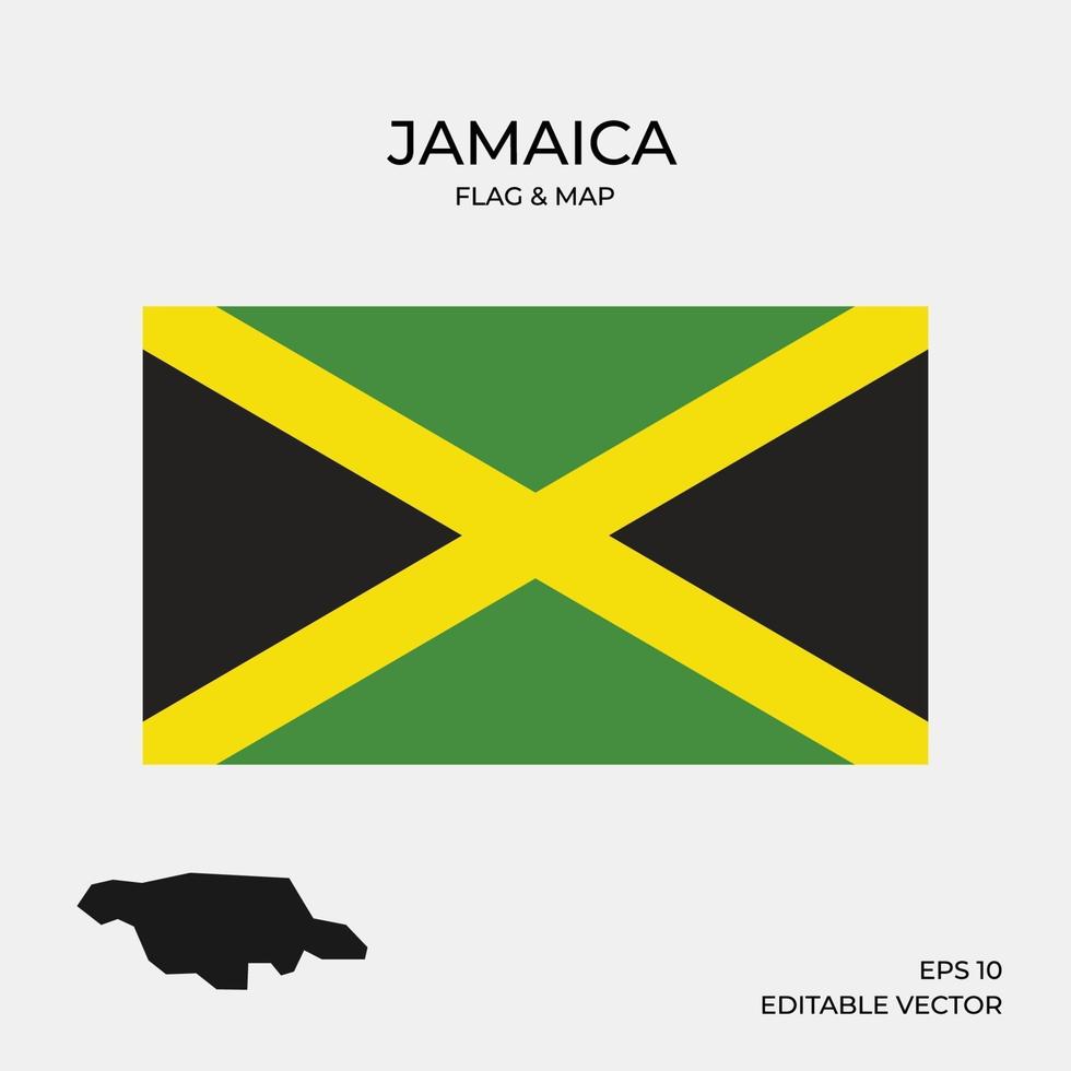 Carte et drapeau de la Jamaïque vecteur