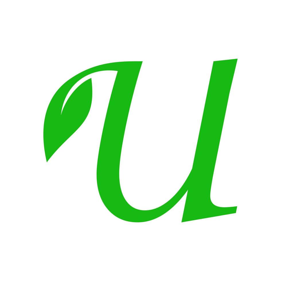 logo initial de la feuille u vecteur