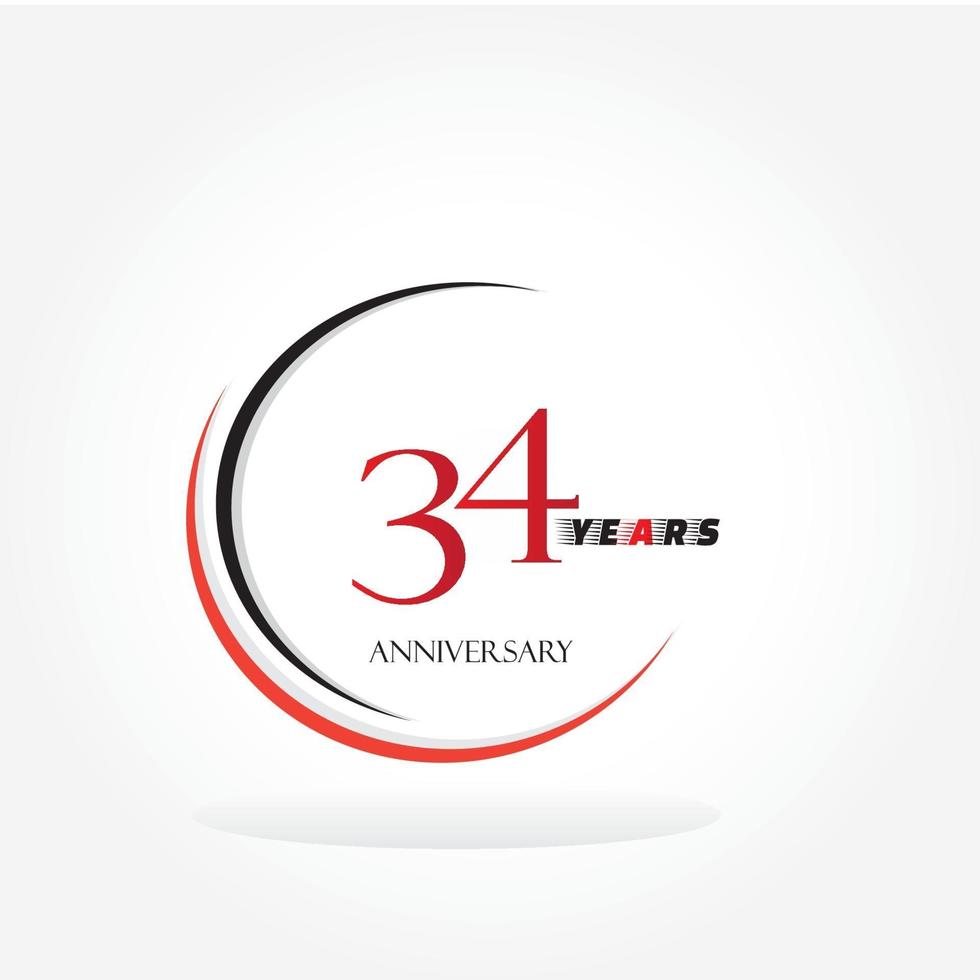 anniversaire lié logotype avec couleur rouge isolé sur fond blanc pour l'événement de célébration de l'entreprise vecteur