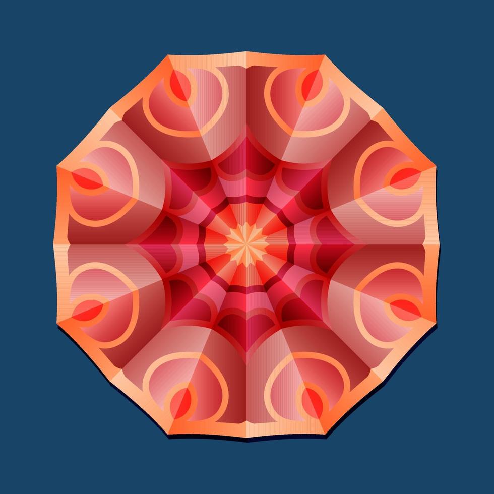 c'est un motif polygonal. c'est un mandala géométrique rouge. motif floral asiatique. vecteur