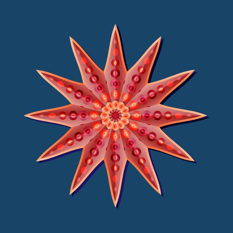 c'est un motif polygonal. c'est un mandala géométrique rouge. motif floral asiatique. vecteur