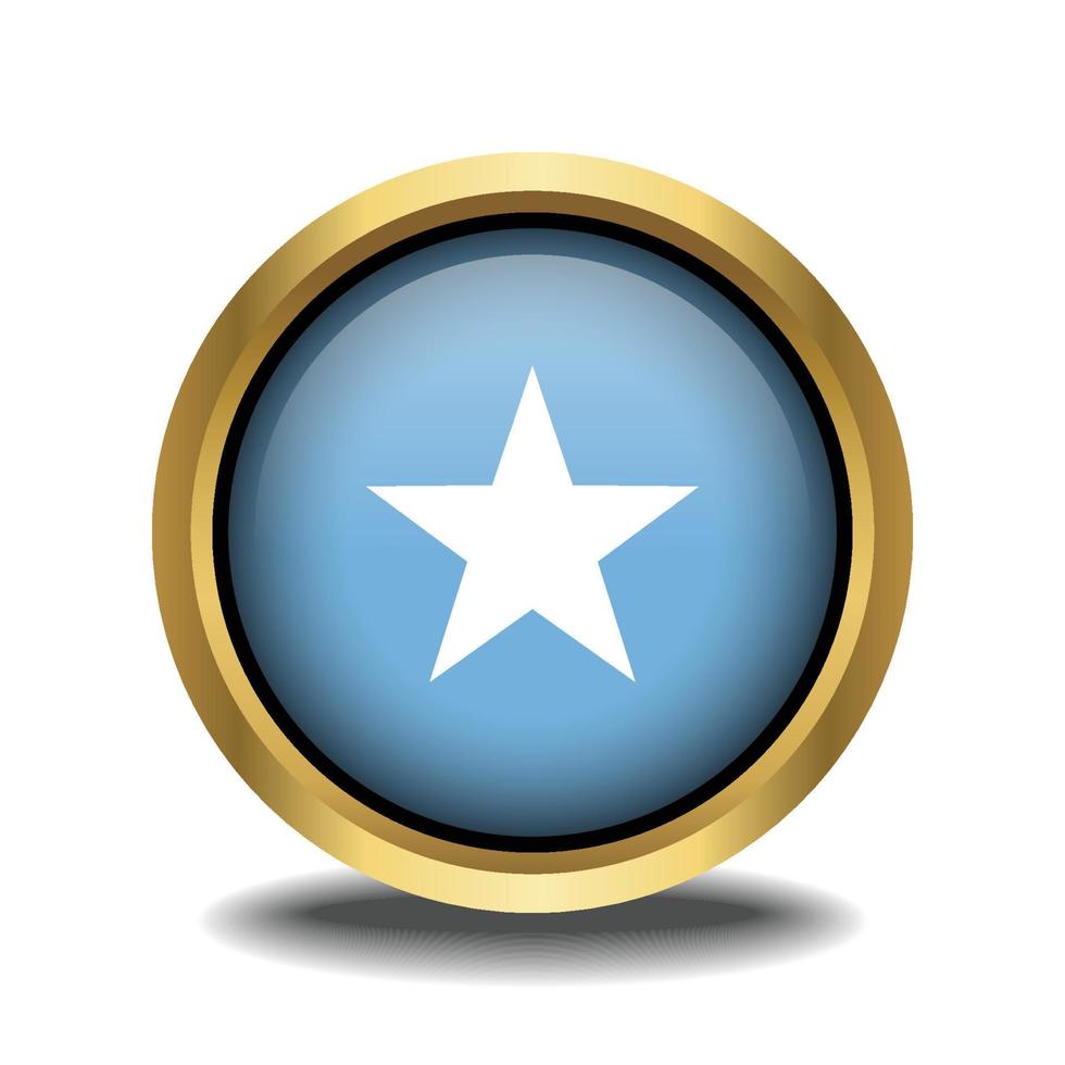Somalie drapeau cercle forme bouton verre dans Cadre d'or vecteur