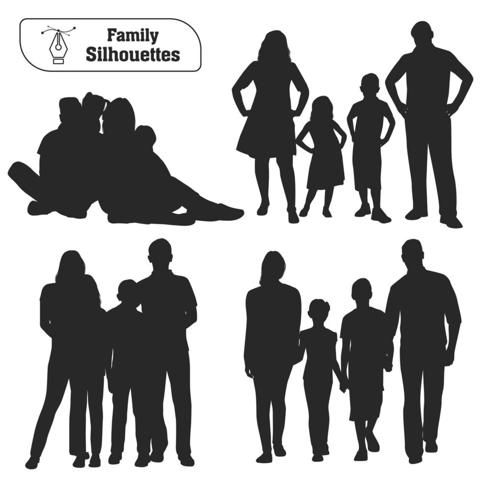 collection vectorielle de silhouettes familiales vecteur