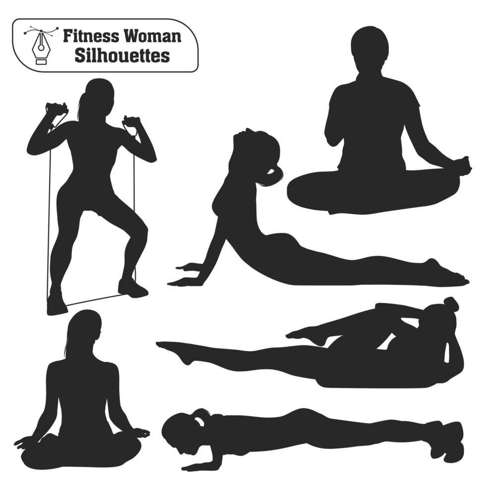 collection vectorielle de silhouettes de femme fitness vecteur