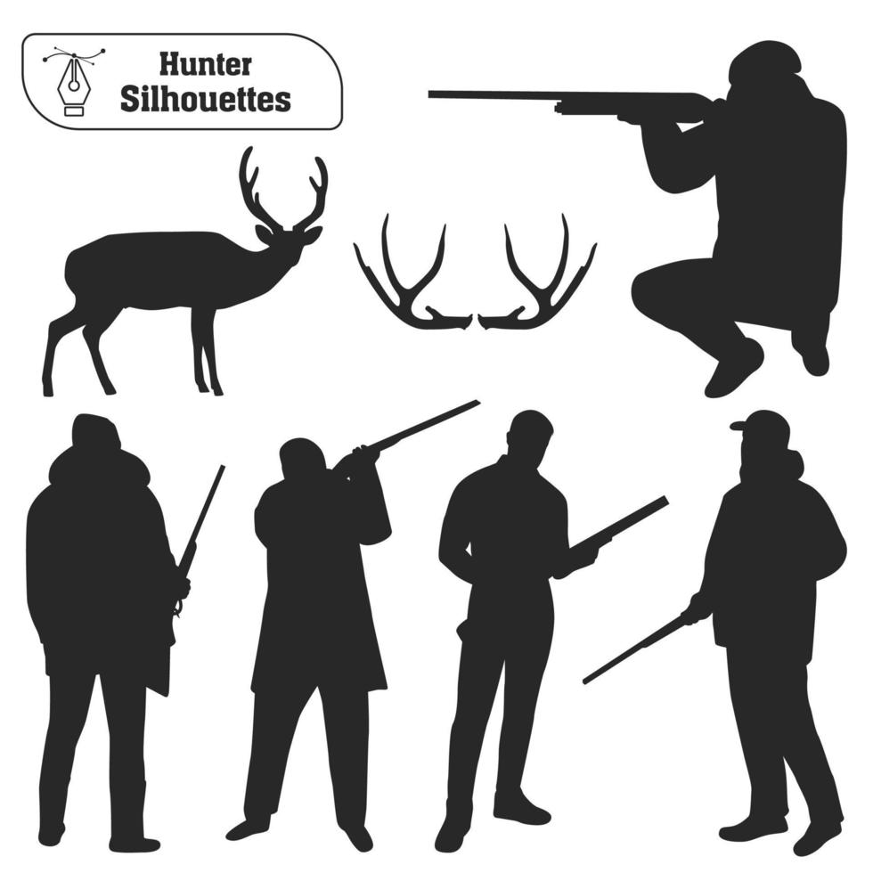 collection de vecteur de silhouette d'animal forestier chasseur