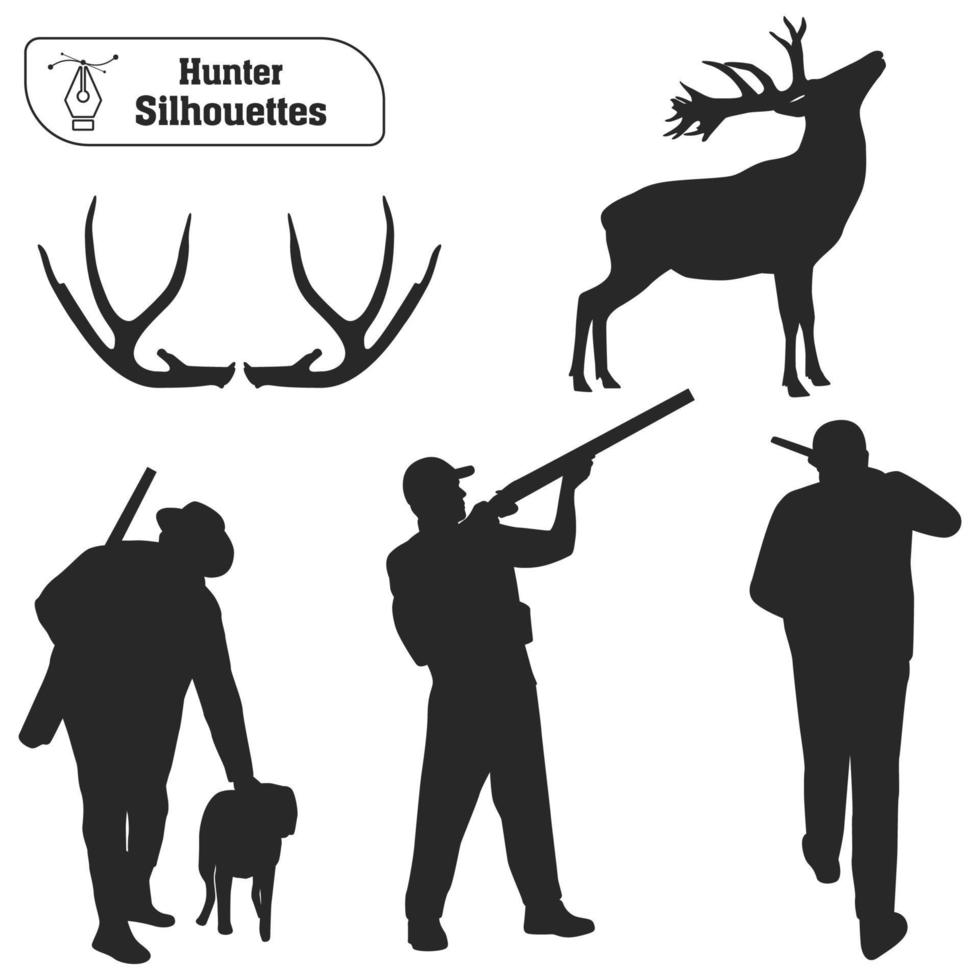 collection de vecteur de silhouette d'animal forestier chasseur