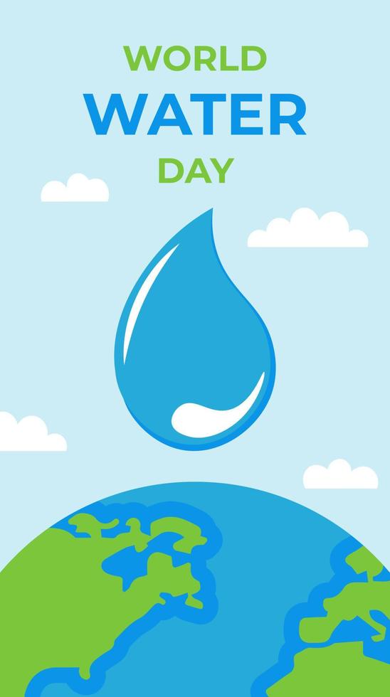 monde l'eau journée délation brochure avec l'eau laissez tomber et Terre plat style vecteur illustration