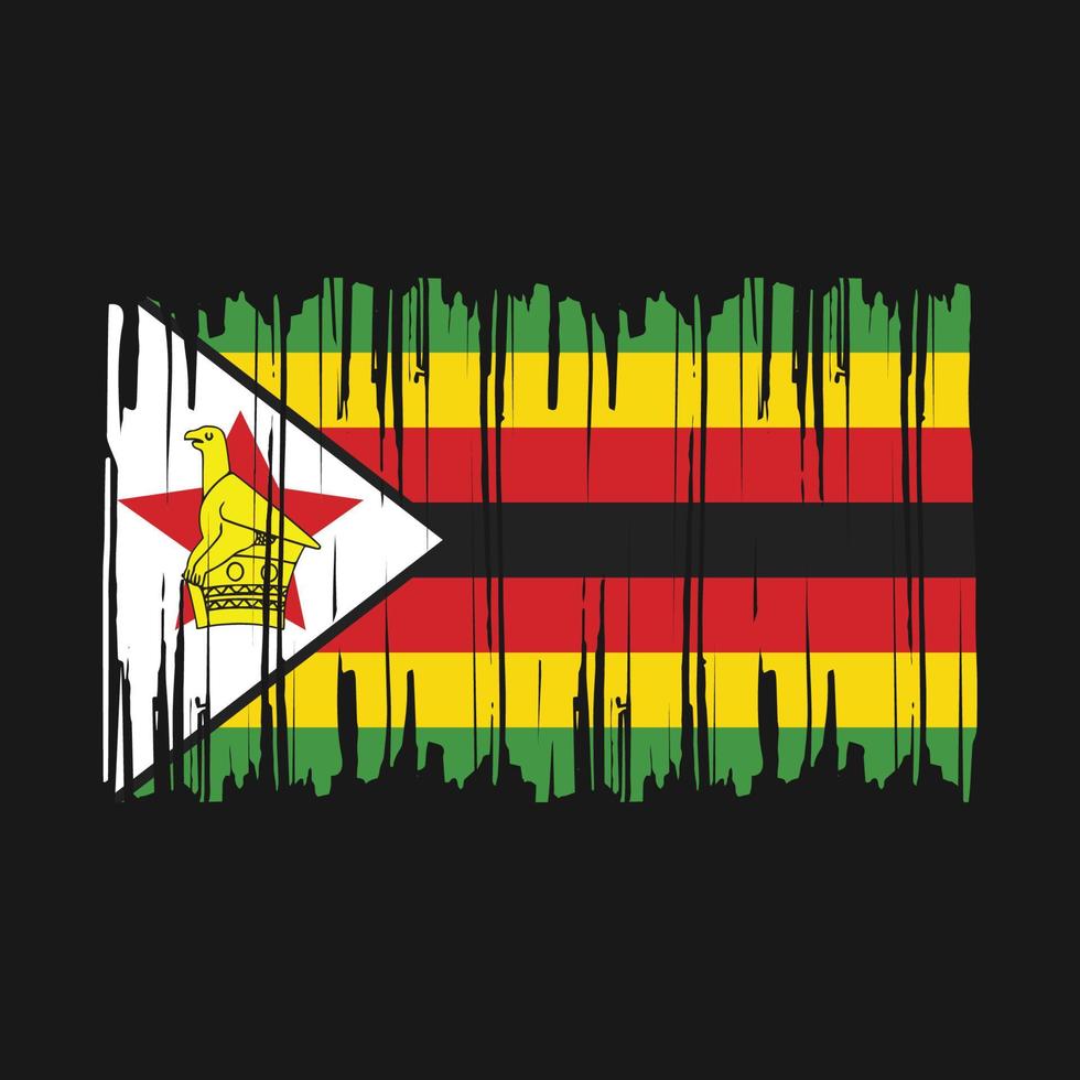 drapeau zimbabwe brosse illustration vectorielle vecteur