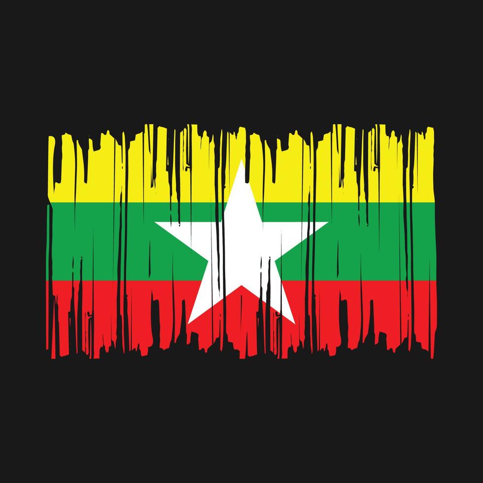 drapeau myanmar brosse illustration vectorielle vecteur
