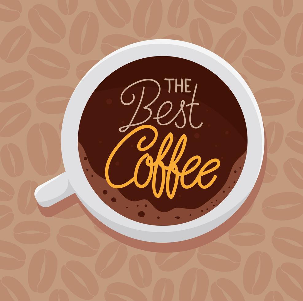 affiche de la journée internationale du café avec tasse à café vue de dessus vecteur
